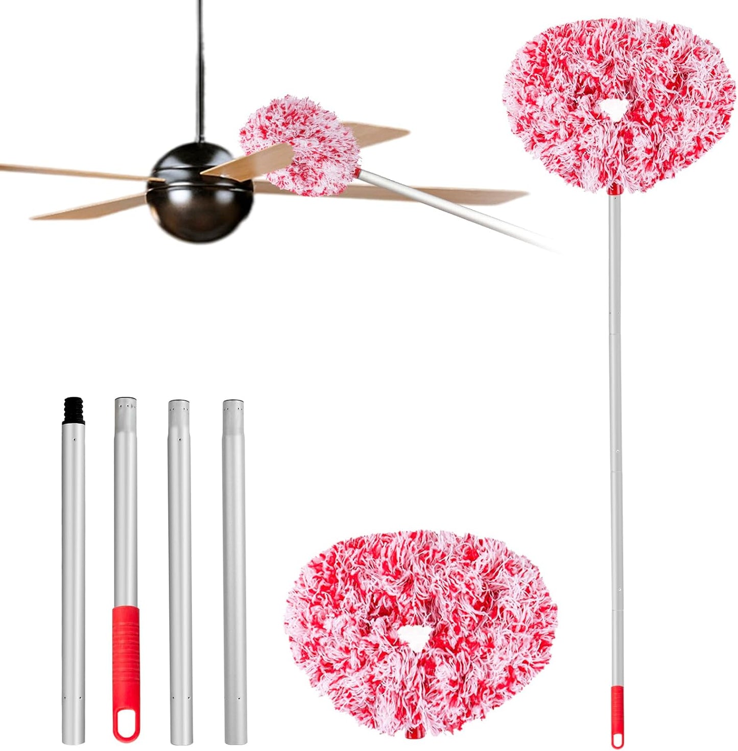 Limpiador aspas ventilador techo microfibra reutiliz. poste ajustable