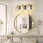 Lámpara baño cristal 3 luces negras y doradas