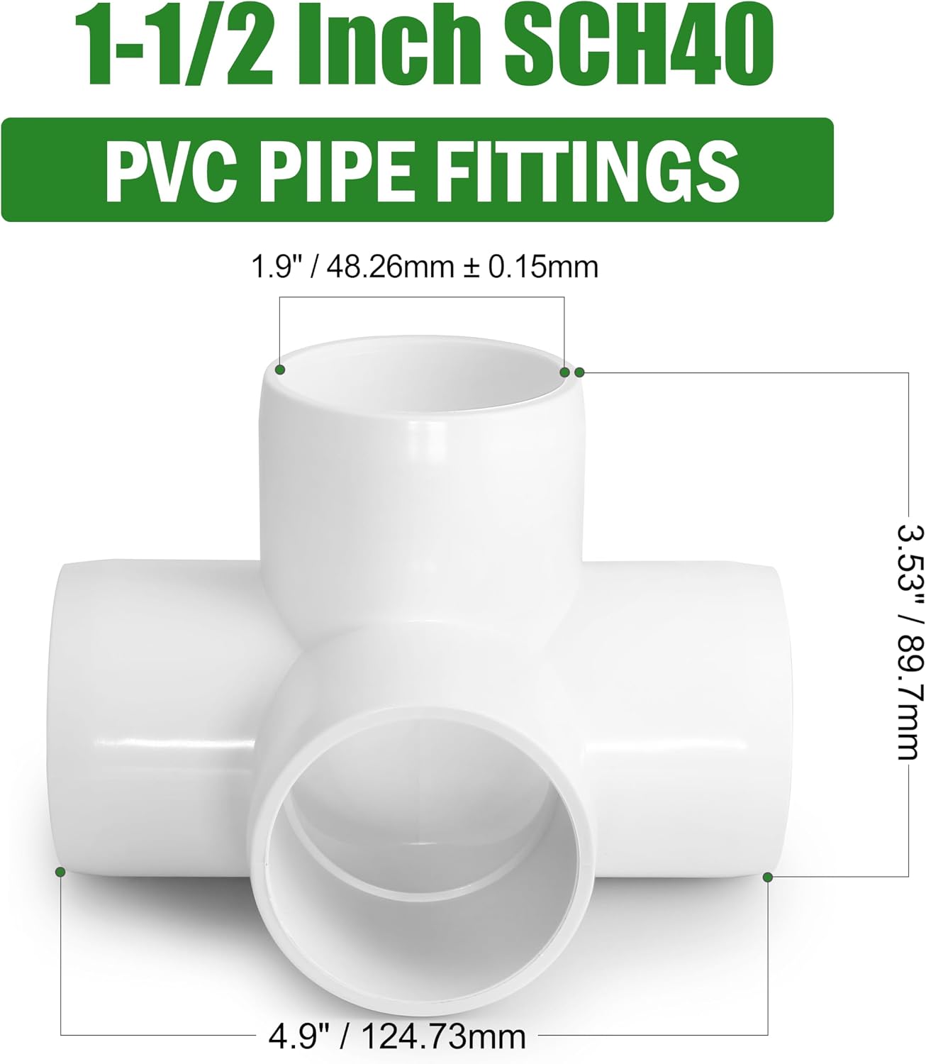 Accesorios PVC 1-1/2 pulg en T con codo esquinero SCH40