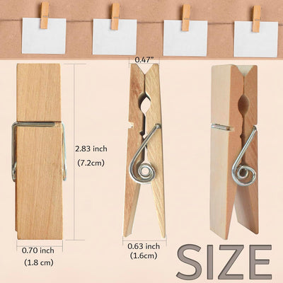 Set 20 Pinzas Madera 2.83pulg para Colgar Ropa Exteriores