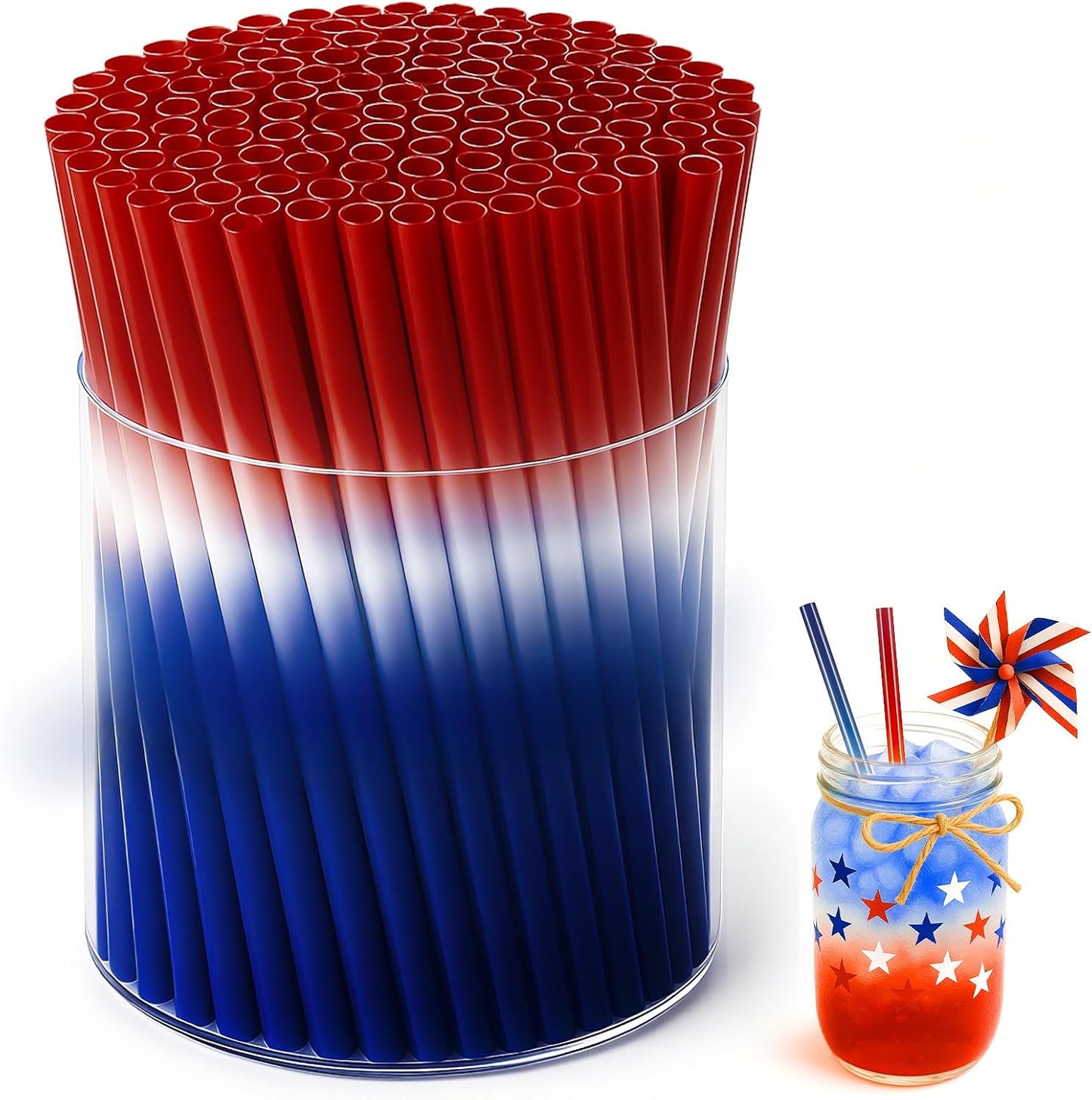 60 Popotes Patrióticos 9pulg 4 de Julio Reutilizables