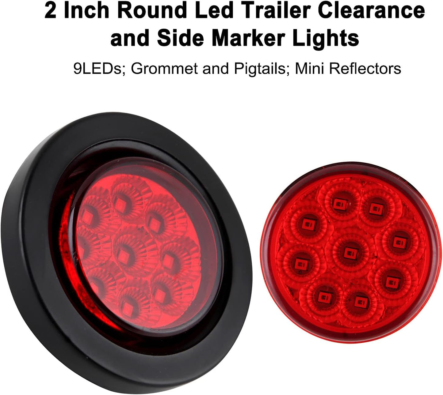 Luces marcador LED redondas 2" 10 ámbar rojas remolque