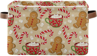 Cesta Almacenamiento Navideño de Tela Caramelo Copo Nieve