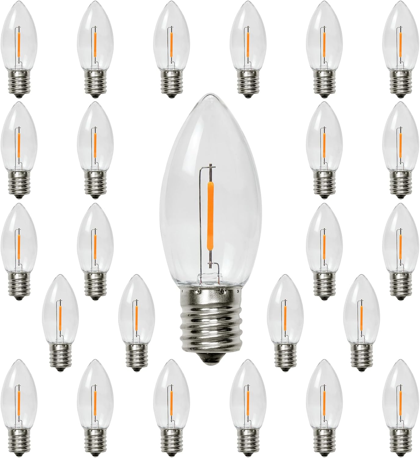 25 Pzas Bombillas LED C9 E17 2200K Blanco Cálido Plástico