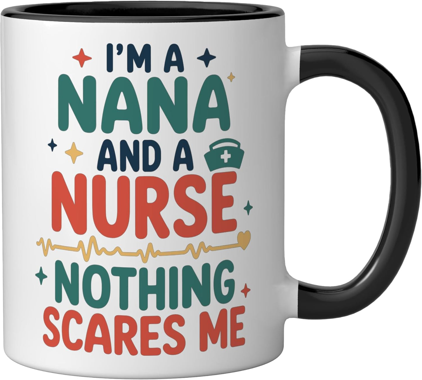 Taza para enfermera abuela en negro y blanco