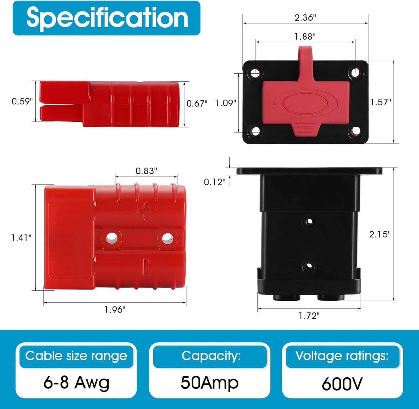 Kit desconexión rápida batería 50A enchufe 6-8 barcos RV