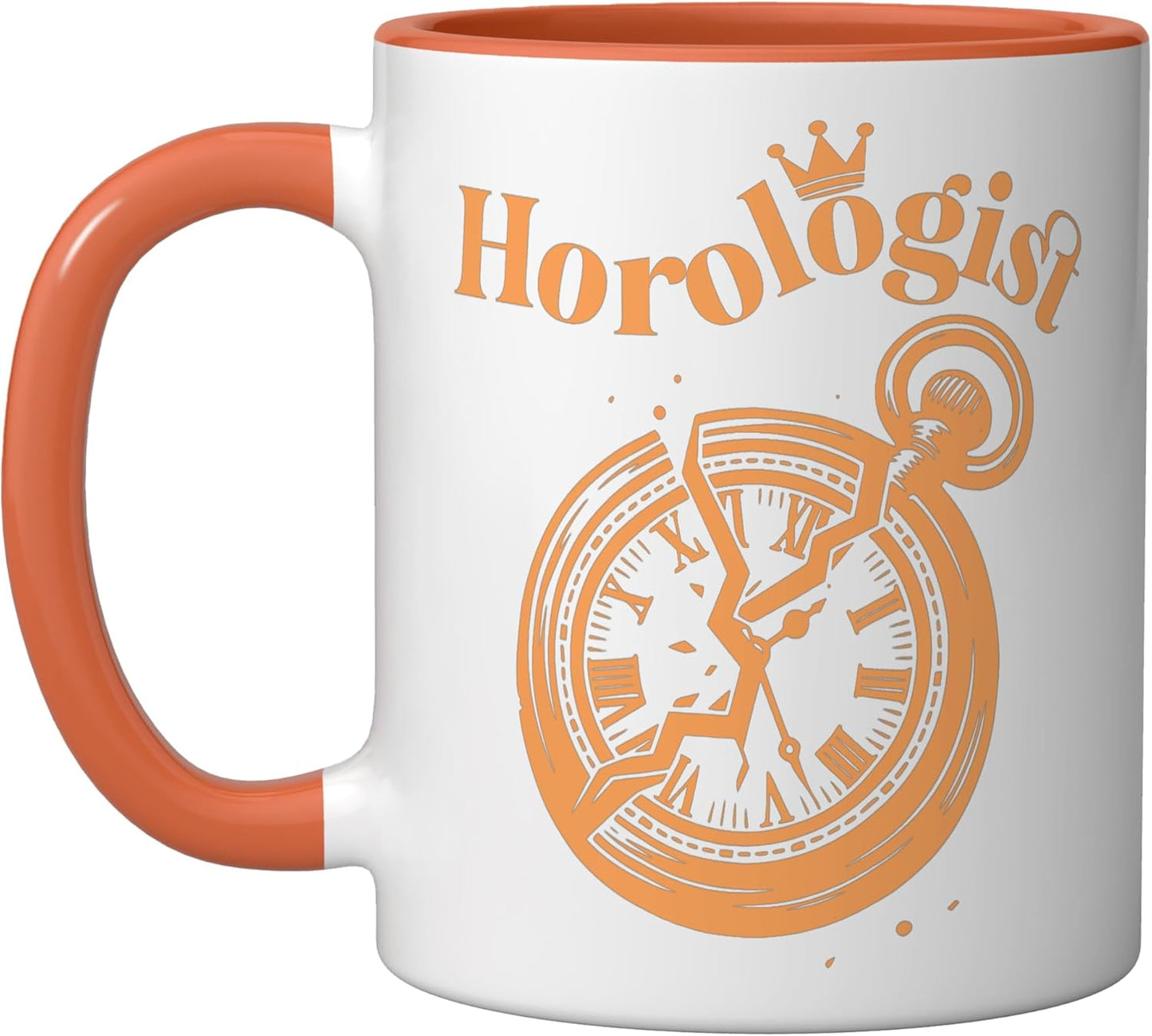 Taza Cerámica Relojero Color Naranja/Blanco