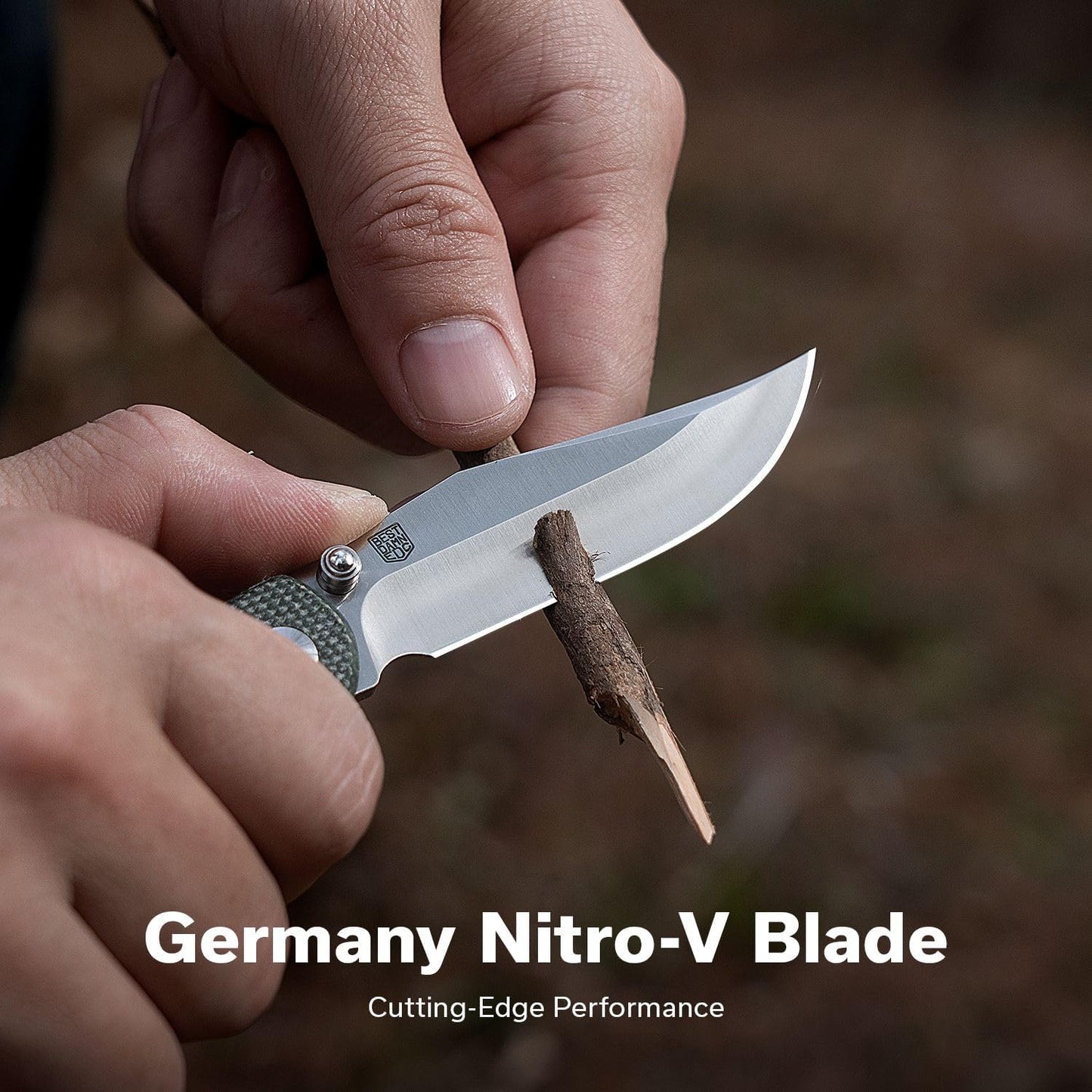 Cuchillo plegable titanio hoja nitro-v mango micarta