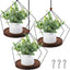 3 Macetas Colgantes Interiores Soporte Bohemio Madera