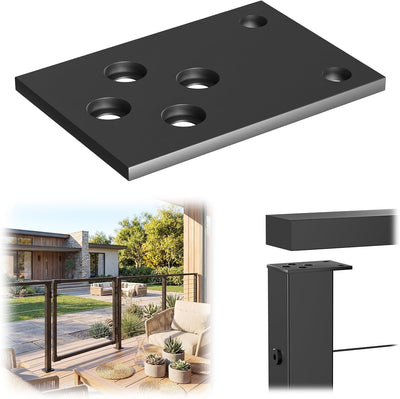 Soporte plano acero inox para poste barandilla cable