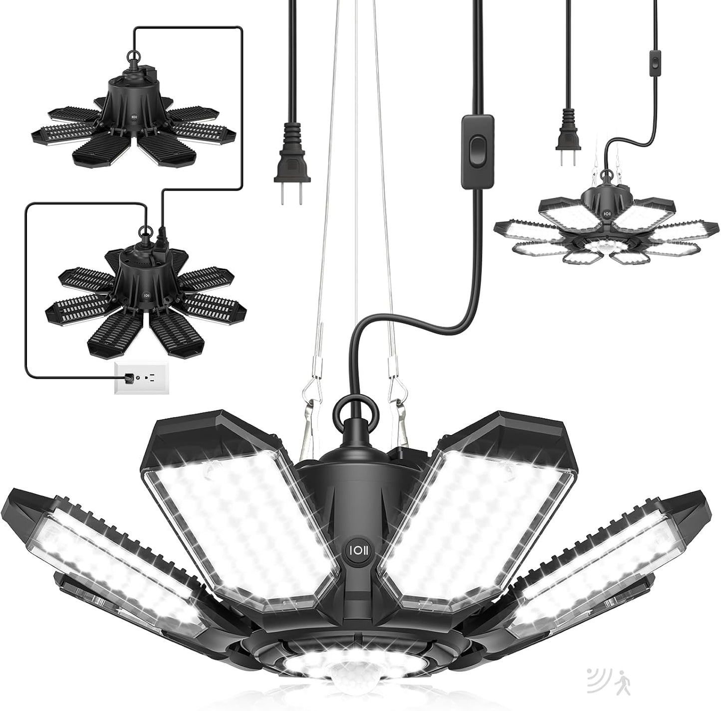 2 Luces LED Garaje Sensor Movimiento 25000lm 6500K