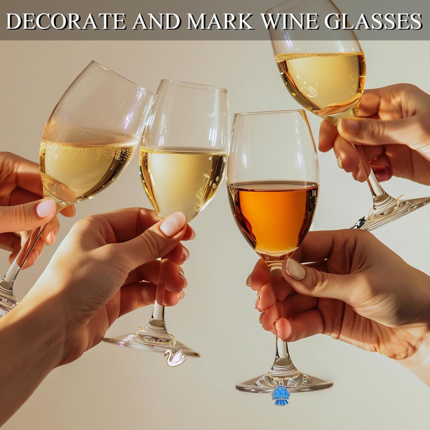 20 dijes para copas de vino, identificadores para vasos de tallo y marcadores de fiesta