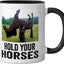Taza Cerámica Humor Caballo Negro/Blanco