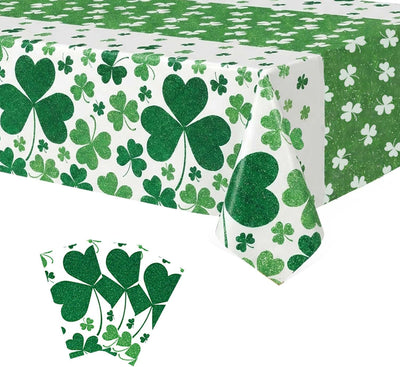 3 Manteles San Patricio 54x108pulg Plástico Trébol Verde
