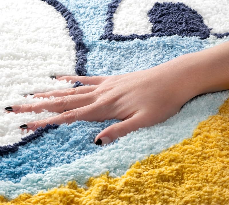 Alfombra de felpa azul 3x3pies para dormitorio niños o sala