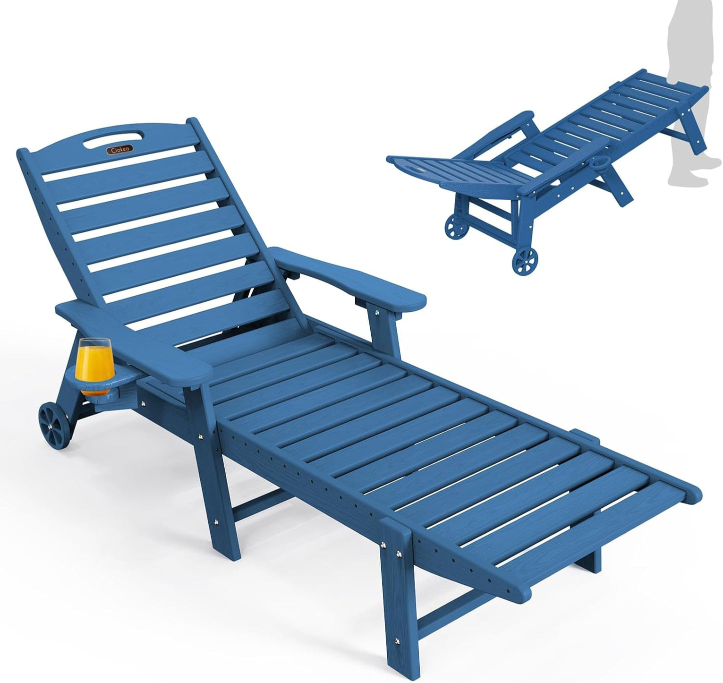 Silla chaise lounge exterior 5 posiciones HDPE azul