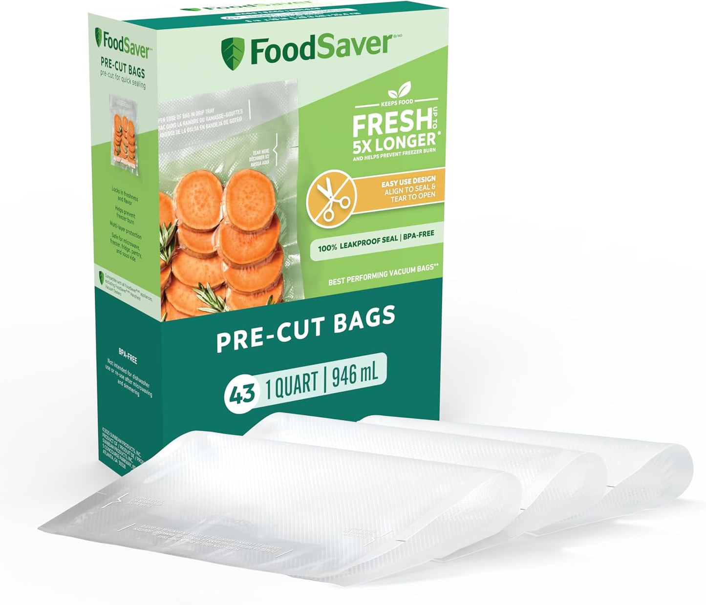 Bolsas sellado al vacío FoodSaver 1qt precortadas
