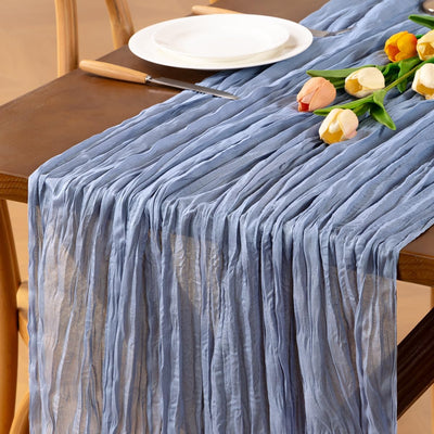 12 Pzas Mantel Estopilla Azul Rústico 22x120pulg