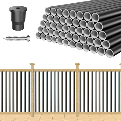 100 Balaustres aluminio 36 barandilla cubierta metal negro 3/4