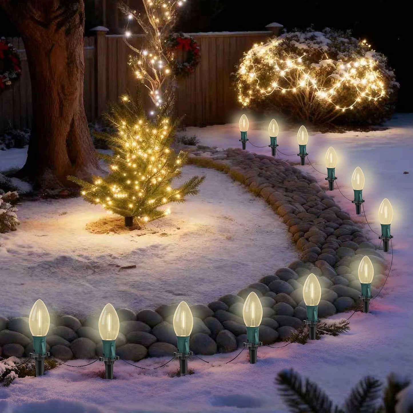 38ft Luces LED Navidad Camino Impermeables C9 Blanca