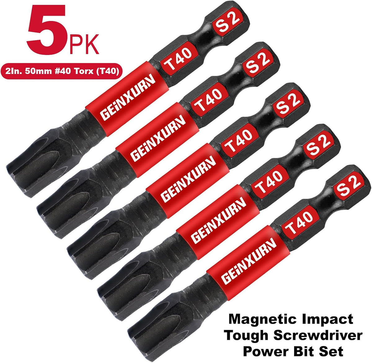 Set 5 Pzas Puntas Magnéticas T40 2pulg Acero