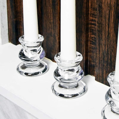Portavelas cristal transparente cono set 2 bodas comedor