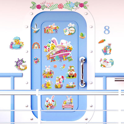 21 Pzas Decoración Puerta Pascua Huevos Conejitos Imanes Refri
