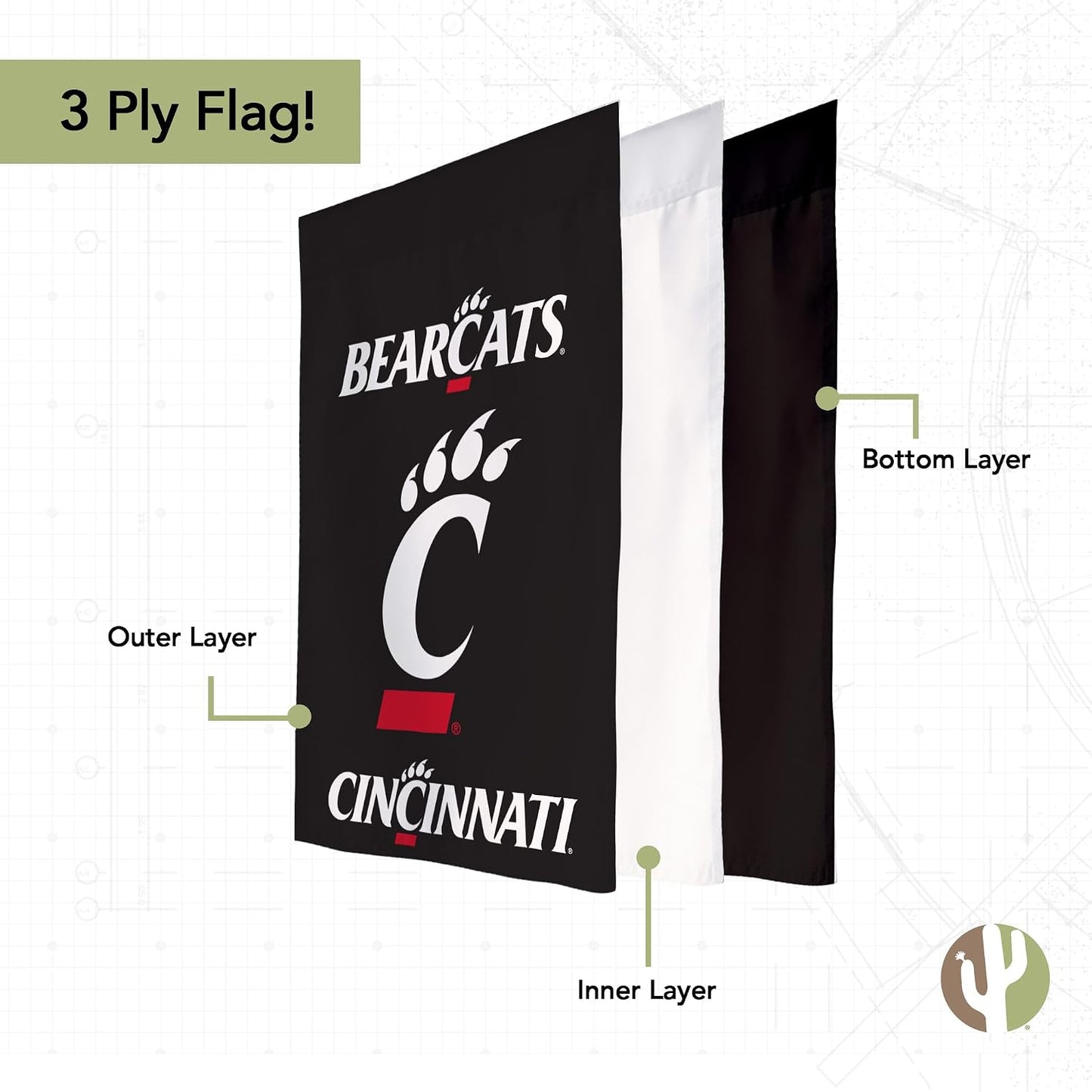 Bandera jardín UC Bearcats 19x12pulg diseño E