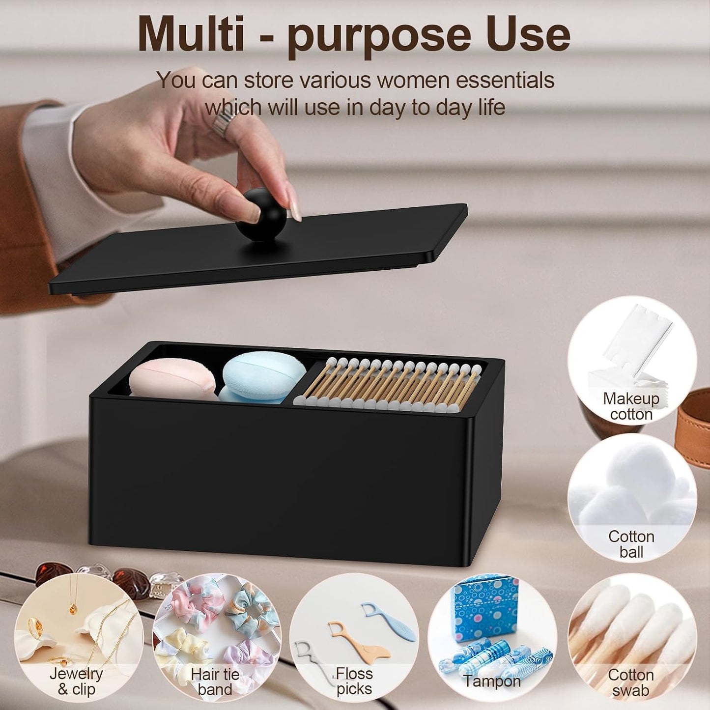 Dispensador hisopos algodón 2 compartimentos baño