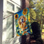 Bandera casa girasoles dorados manga grande poliéster
