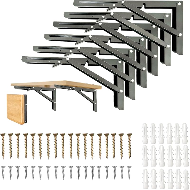 Soportes estante plegables para mesa metal negro 18