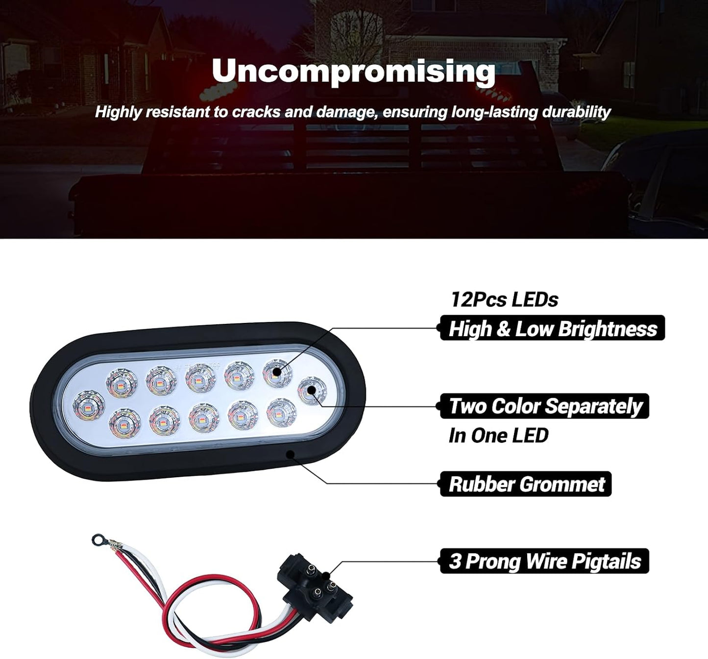 Luces traseras LED ovaladas 6" freno giro marcha atrás kit