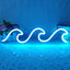 Letrero neón ondulado azul hielo decoración pared
