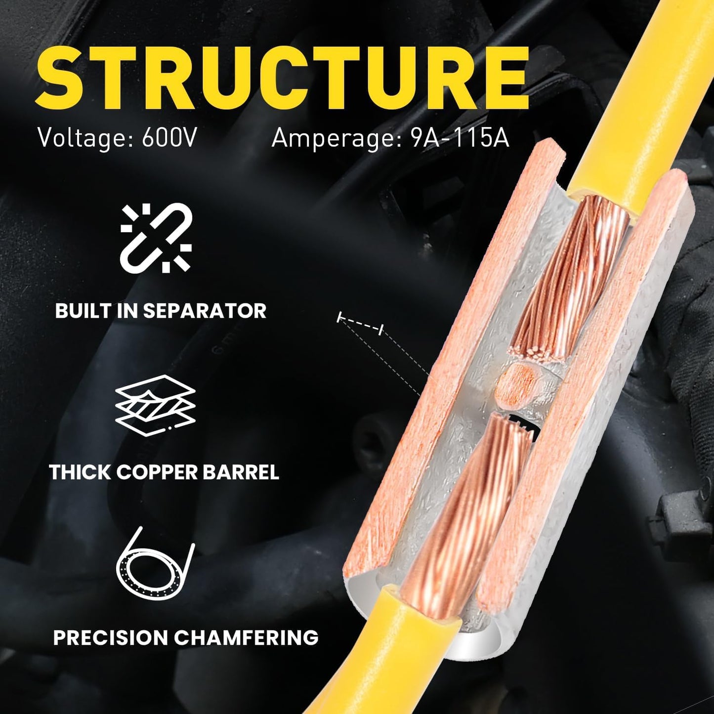 Set 100 conectores tope cobre estañado AWG 16-14 automotriz