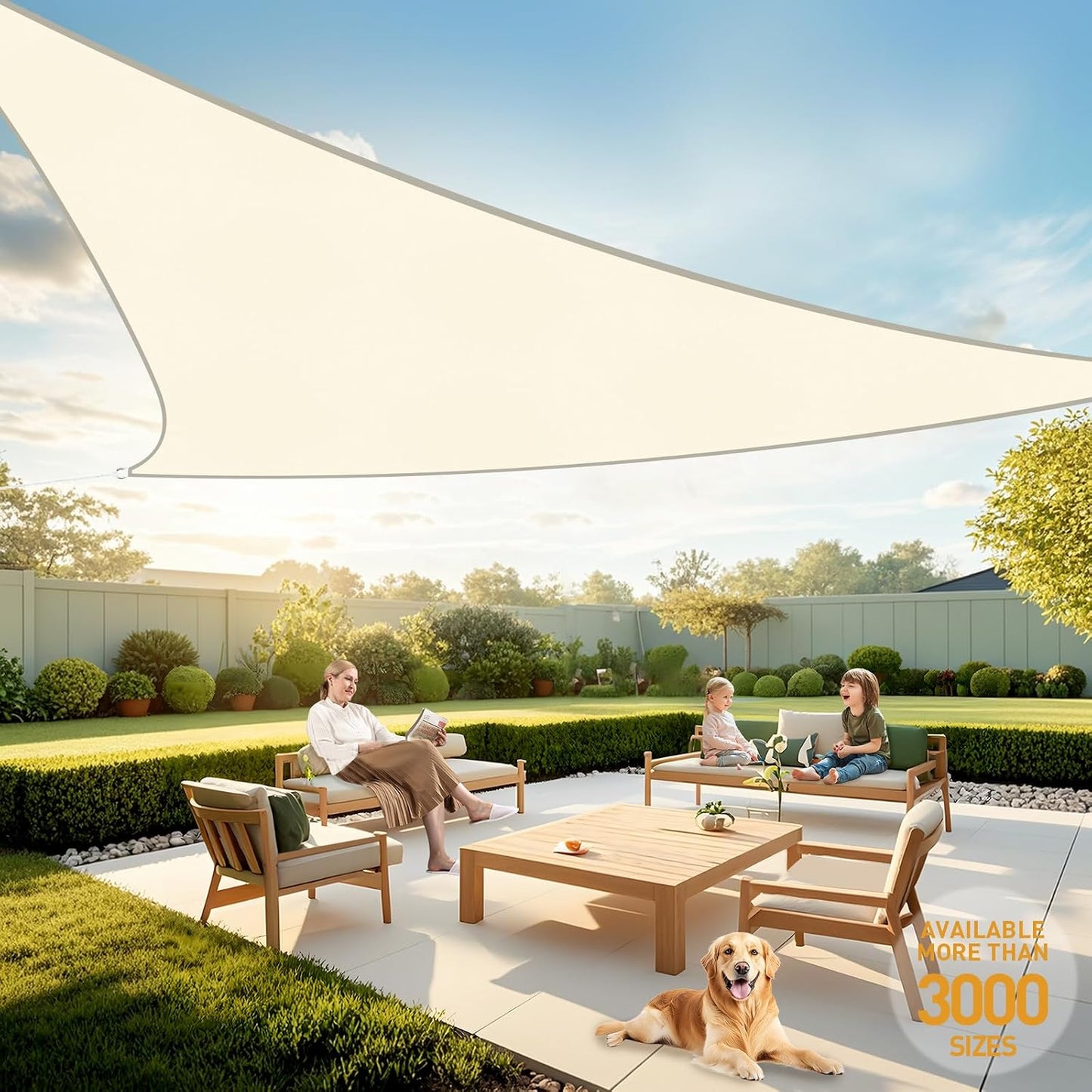 Toldo triangular terraza 12x12x12pies color crema
