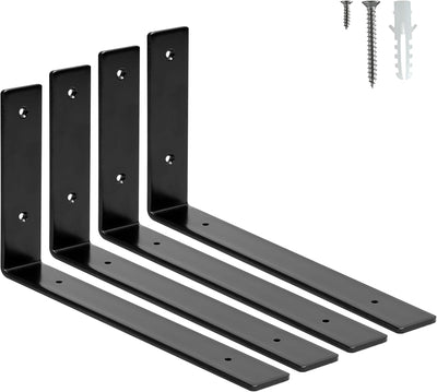 4 Soportes L Metal Negro 12x6"
