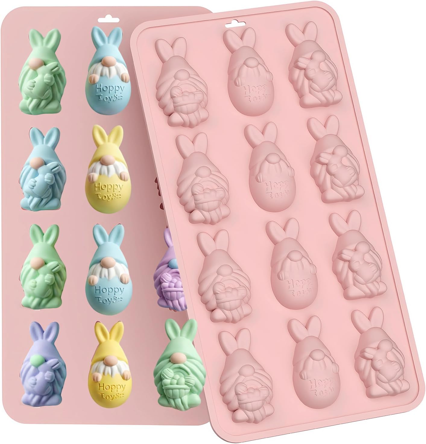 2 Moldes Silicona 3D Conejo Pascua 12 Cavidades Antiadherentes