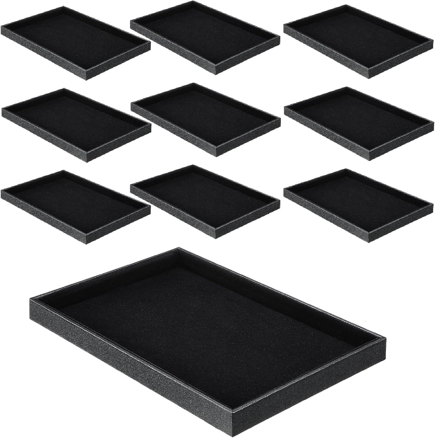 Bandeja terciopelo apilable para joyas 10 Uds negro