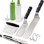 Set 6 espátulas acero inox y raspador para parrilla