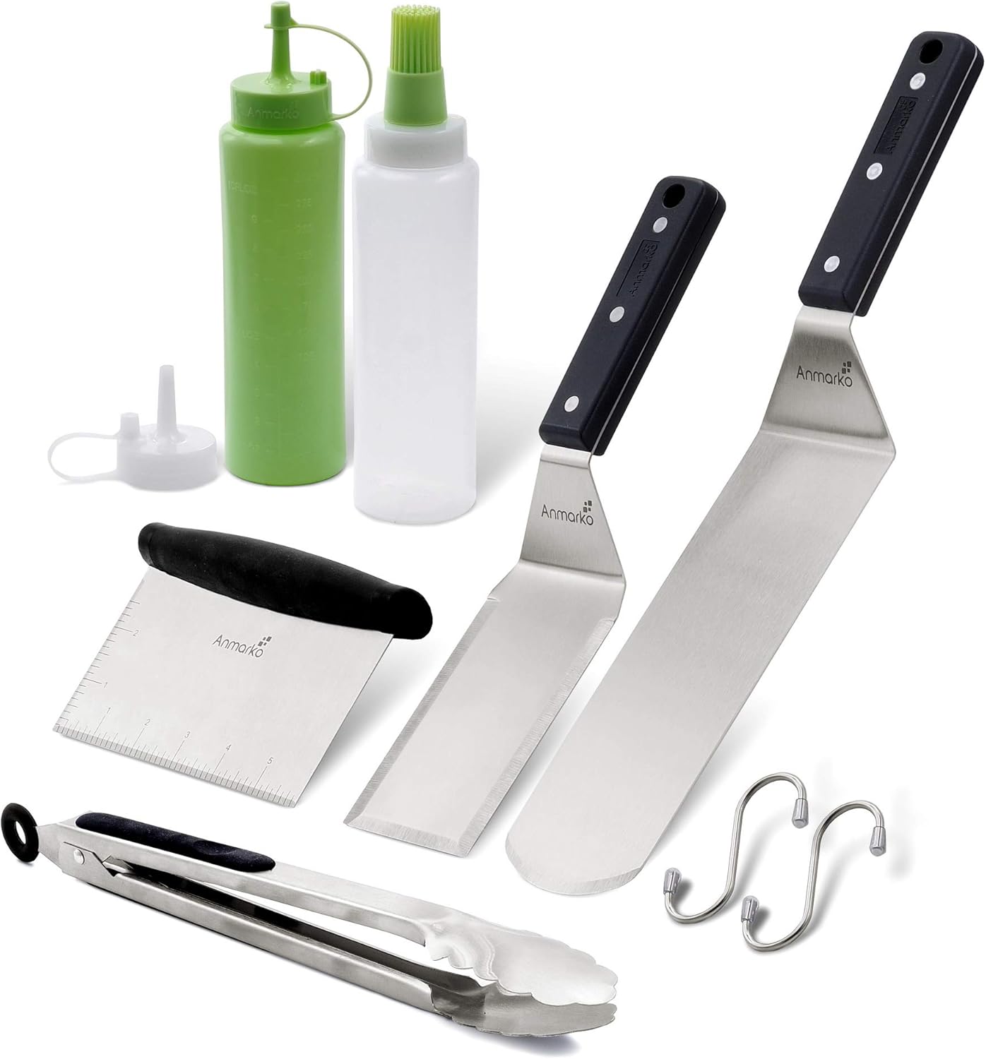 Set 6 espátulas acero inox y raspador para parrilla