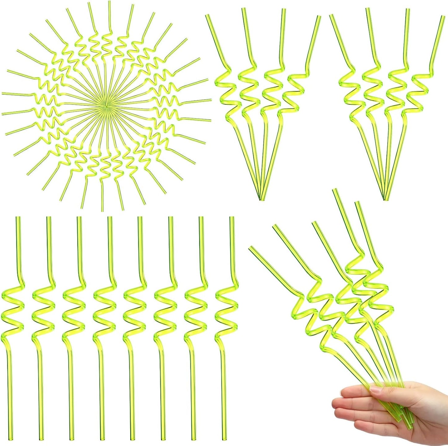 80 Pajitas Plástico Verde Reutilizables para Niños y Adultos