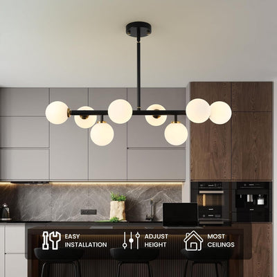 Lámpara colgante araña negra dorada 8 luces comedor sala cocina