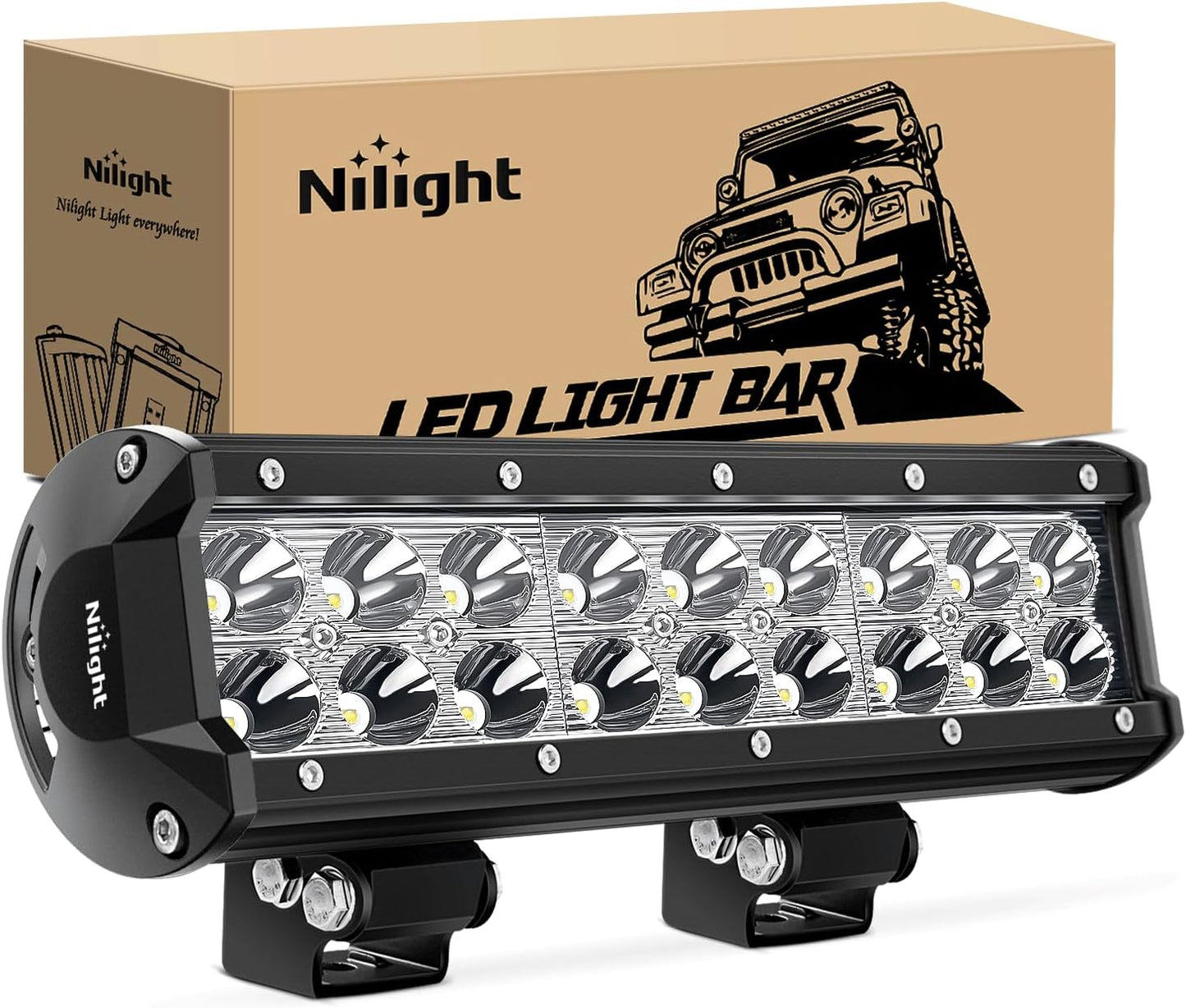 Barra luz LED 9" 54W 3600lm impermeable para camiones SUV