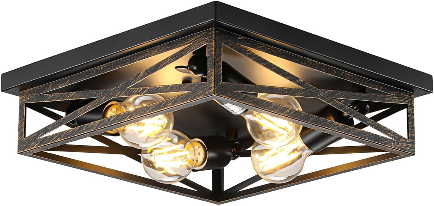 Lámpara techo rústica 4 luces e26 cocina pasillo