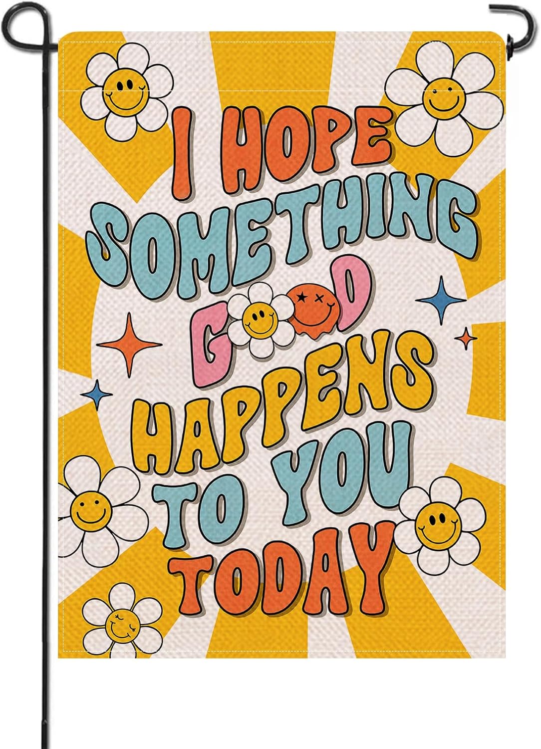 Bandera jardín con texto something good happens sol flores