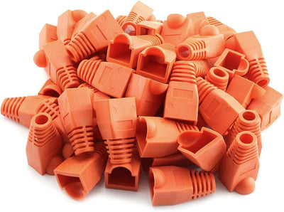 100 Pzas Cable Ethernet CAT6 RJ45 Conector Botas Naranja