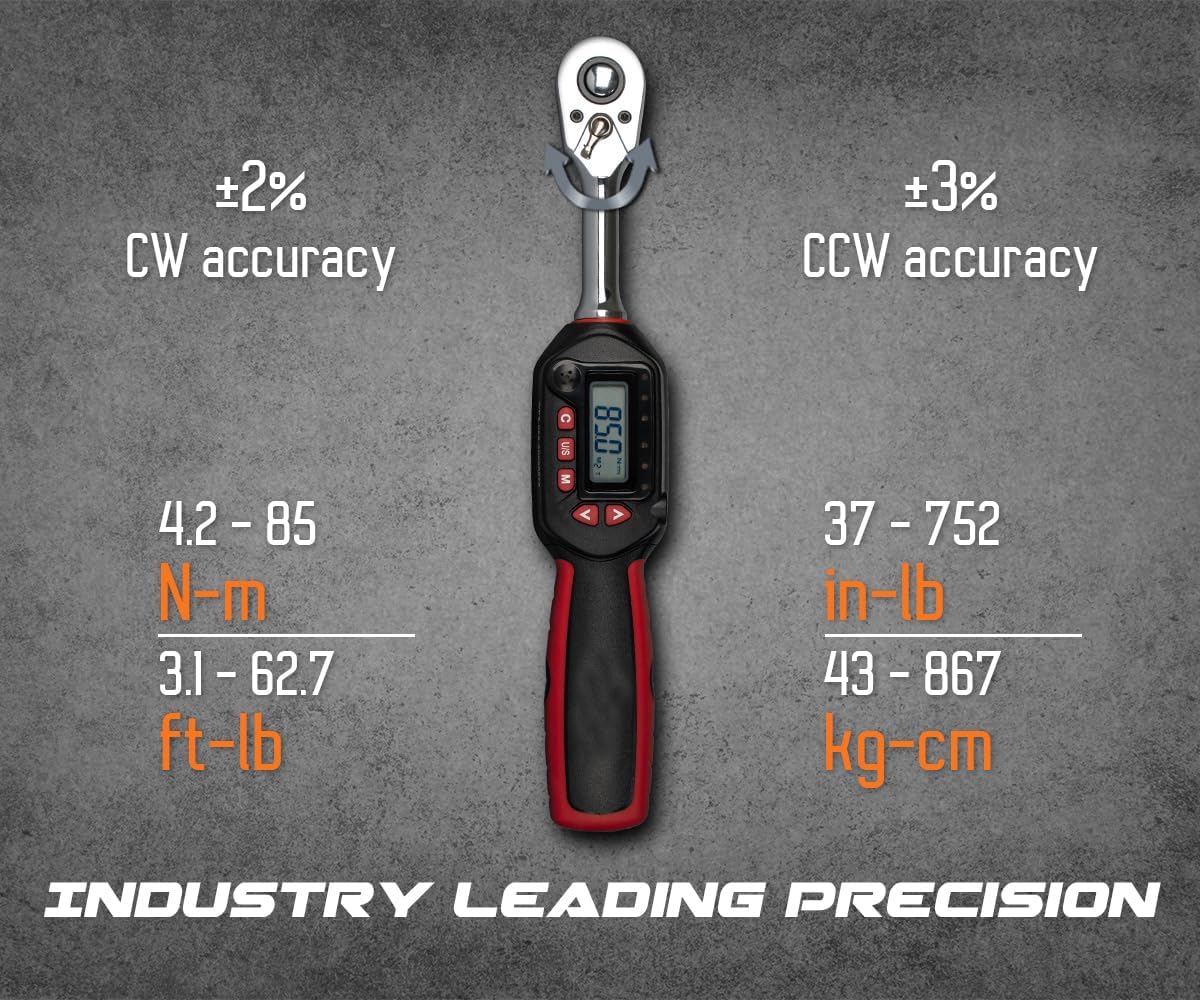 Llave dinamométrica digital 3/8pulg 3.1-62.7ft-lb ±2%