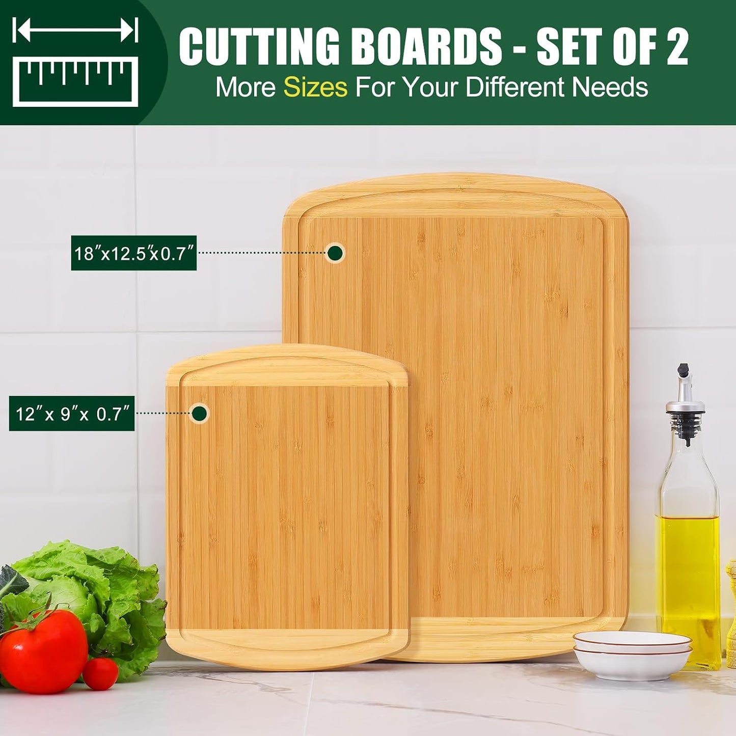 2 Pzas Tablas Cortar Bambú con Ranura Jugo