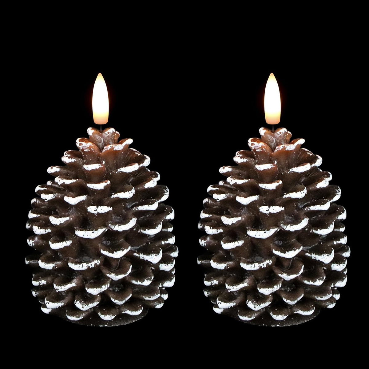 Velas parpadeantes 3D forma piña navideña set 2