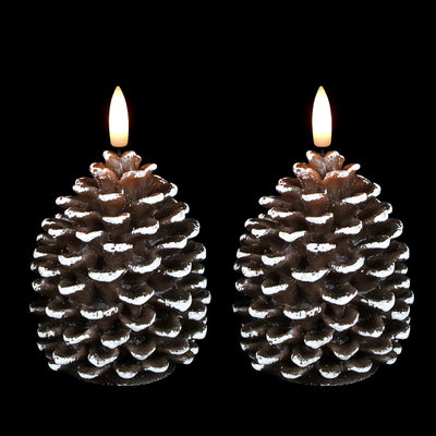 Velas parpadeantes 3D forma piña navideña set 2
